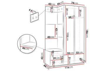 Hollan Hall Kalustesarja - Ruskea - Huonekalut - Kalustesetit - Eteisen kalustesetit