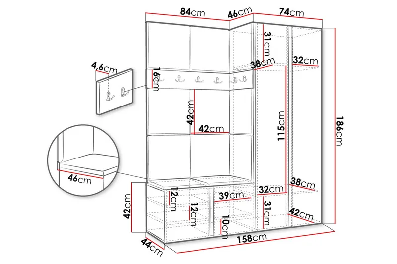 Hollan Hall Kalustesarja - Ruskea - Huonekalut - Kalustesetit - Eteisen kalustesetit
