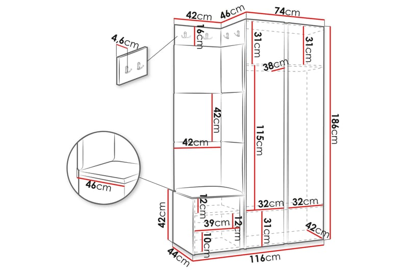 Hollan Hall Kalustesarja - Ruskea/Beige - Huonekalut - Kalustesetit - Eteisen kalustesetit