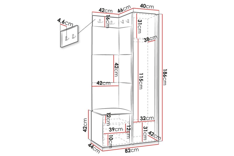 Hollan Hall Kalustesarja - Huonekalut - Kalustesetit - Eteisen kalustesetit