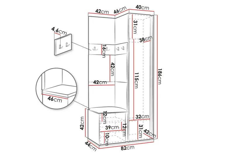Hollan Hall Kalustesarja - Huonekalut - Kalustesetit - Eteisen kalustesetit