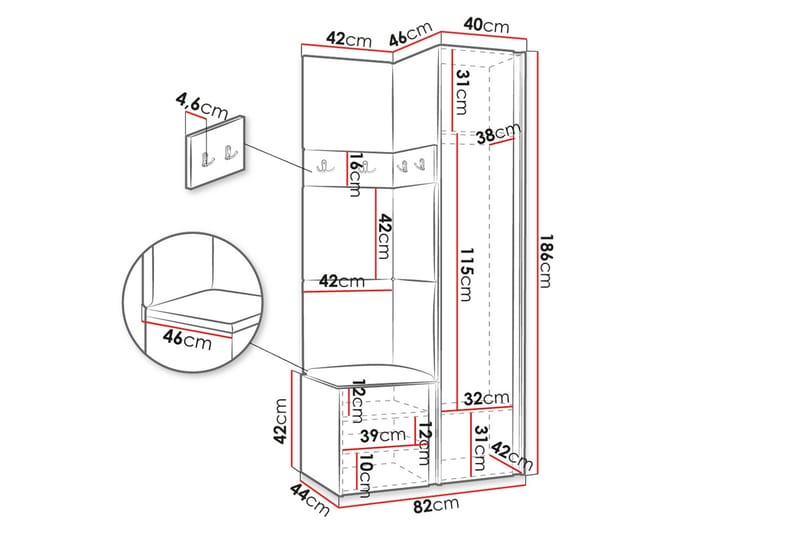 Hollan Hall Kalustesarja - Huonekalut - Kalustesetit - Eteisen kalustesetit