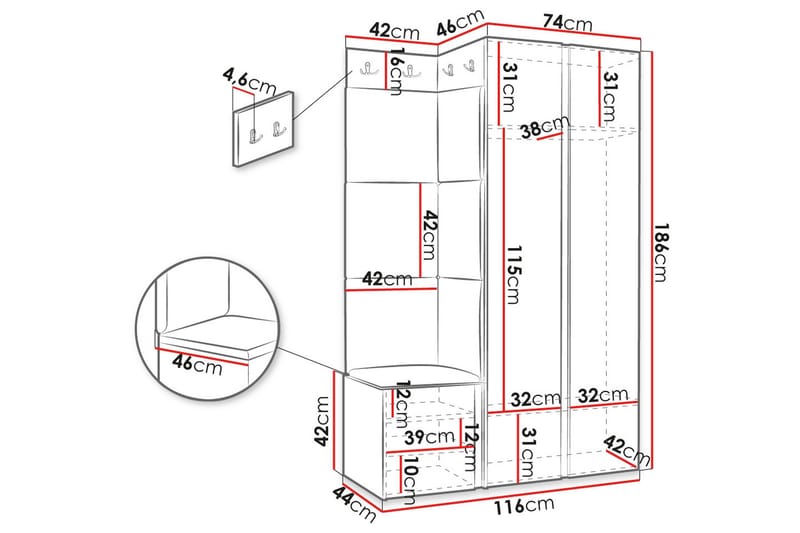 Hollan Hall Kalustesarja - Huonekalut - Kalustesetit - Eteisen kalustesetit