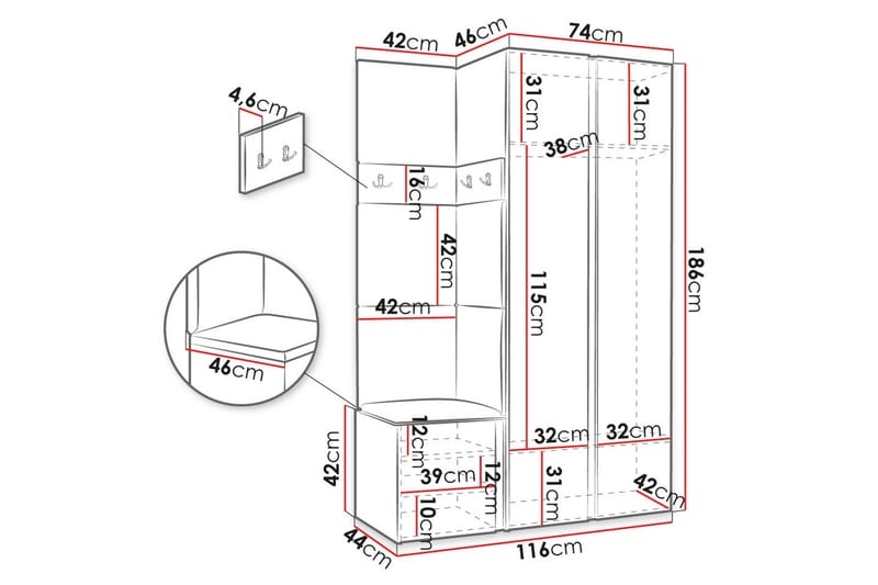 Hollan Hall Kalustesarja - Huonekalut - Kalustesetit - Eteisen kalustesetit