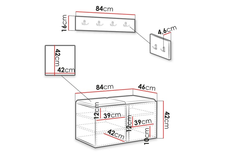 Hollan Hall Kalustesarja - Huonekalut - Kalustesetit - Eteisen kalustesetit