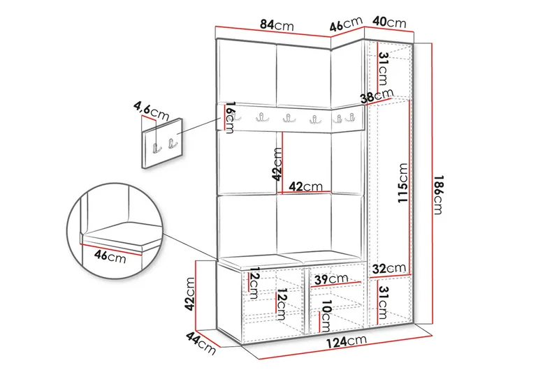 Hollan Hall Kalustesarja - Huonekalut - Kalustesetit - Eteisen kalustesetit