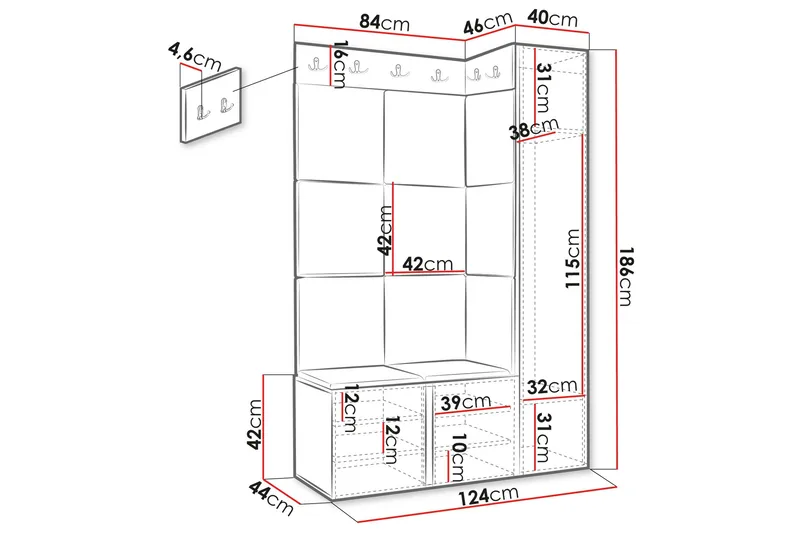 Hollan Hall Kalustesarja - Huonekalut - Kalustesetit - Eteisen kalustesetit