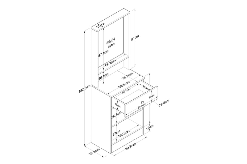 Hooda Eteisen Kalustesetti - Pähkinäpuu/Valkoinen - Huonekalut - Kalustesetit - Eteisen kalustesetit