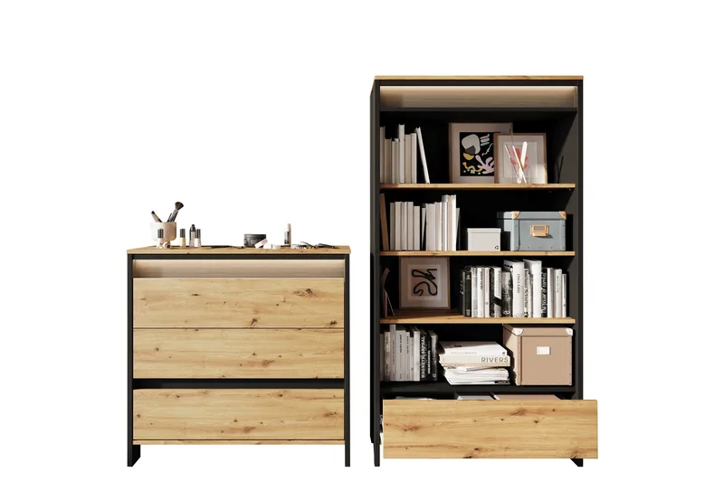 Huddinge-Huonekalusetti Olohuoneeseen, Ruskea/Musta