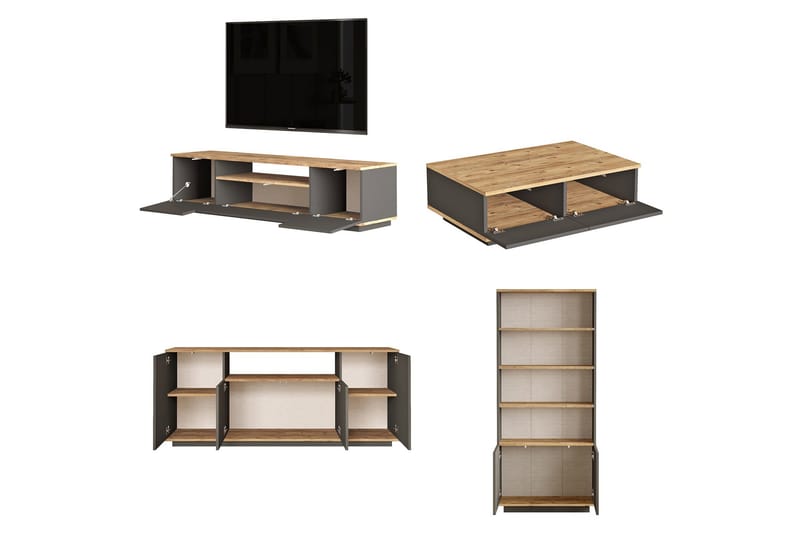 Jaivind Huonekalusetti Olohuoneeseen, Ruskea/Antrasiitti