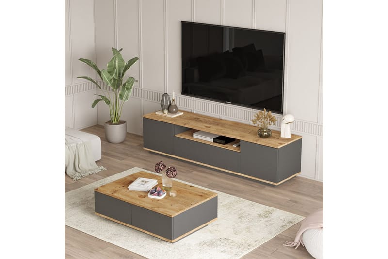 Jaivind Huonekalusetti Olohuoneeseen, Ruskea/Antrasiitti