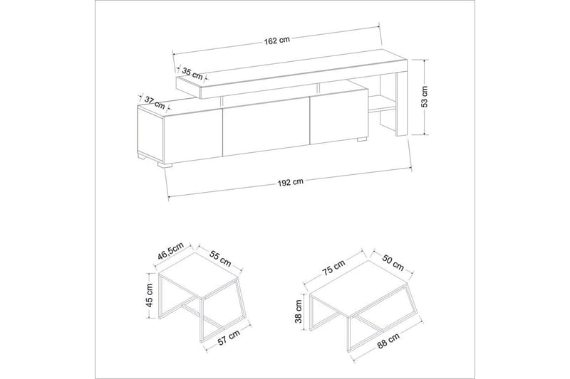 Jurukovo Kalustesetti Olohuoneeseen - Valkoinen - Huonekalut - Kalustesetit - Olohuoneen kalustesetit
