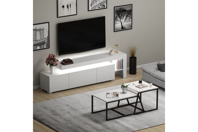 Jurukovo Kalustesetti Olohuoneeseen - Valkoinen - Huonekalut - Kalustesetit - Olohuoneen kalustesetit