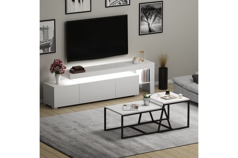 Jurukovo Kalustesetti Olohuoneeseen - Valkoinen - Huonekalut - Kalustesetit - Olohuoneen kalustesetit