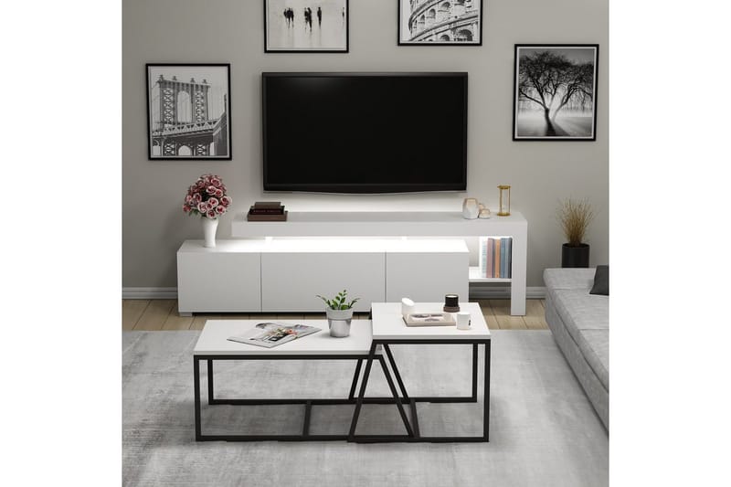 Jurukovo Kalustesetti Olohuoneeseen - Valkoinen - Huonekalut - Kalustesetit - Olohuoneen kalustesetit