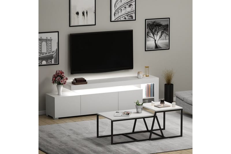 Jurukovo Kalustesetti Olohuoneeseen - Valkoinen - Huonekalut - Kalustesetit - Olohuoneen kalustesetit