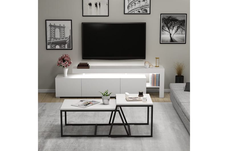 Jurukovo Kalustesetti Olohuoneeseen - Valkoinen - Huonekalut - Kalustesetit - Olohuoneen kalustesetit