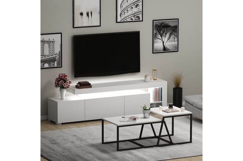 Jurukovo Kalustesetti Olohuoneeseen - Valkoinen - Huonekalut - Kalustesetit - Olohuoneen kalustesetit