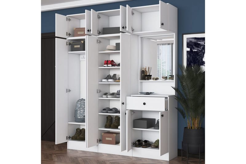 Käytävänaulakko Donel Valkoinen - Valkoinen - Huonekalut - Kalustesetit - Eteisen kalustesetit