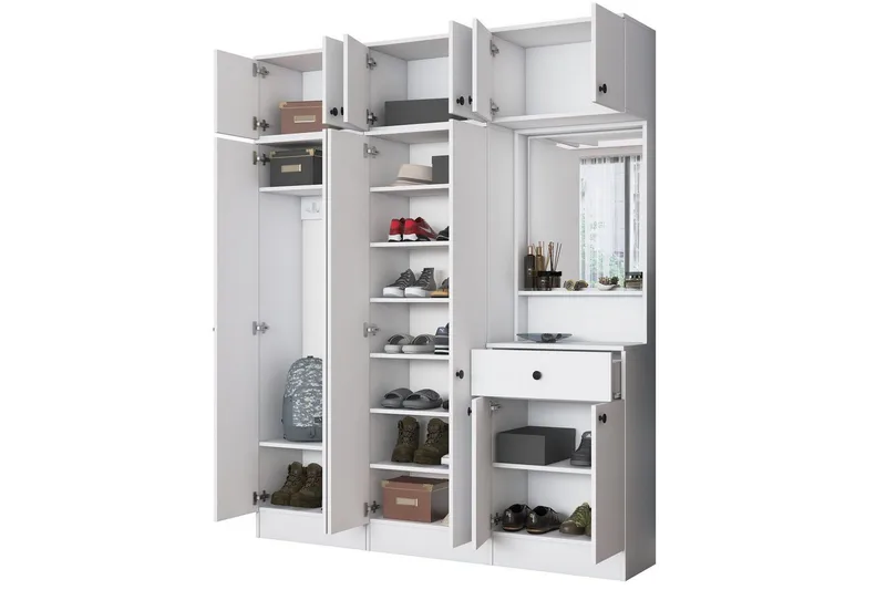 Käytävänaulakko Donel Valkoinen - Valkoinen - Huonekalut - Kalustesetit - Eteisen kalustesetit