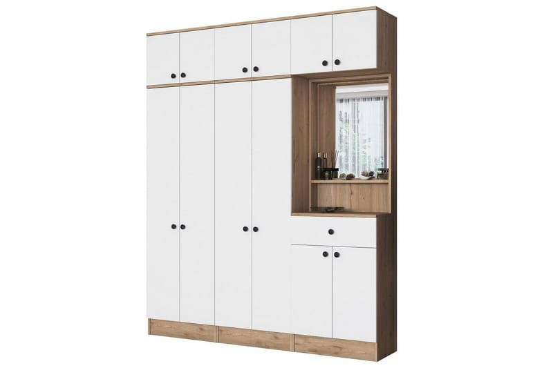 Käytävänaulakko Donel Pähkinäpuu / Valkoinen - Pähkinäpuu / Valkoinen - Huonekalut - Kalustesetit - Eteisen kalustesetit