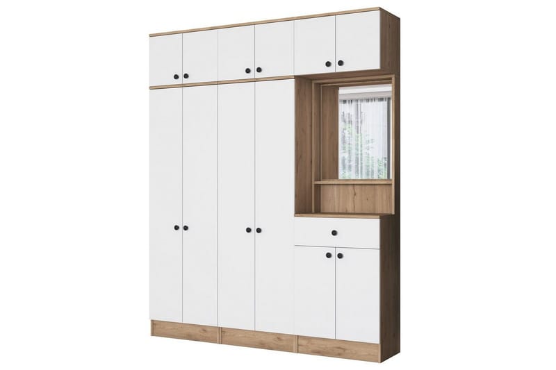 Käytävänaulakko Donel Pähkinäpuu / Valkoinen - Pähkinäpuu / Valkoinen - Huonekalut - Kalustesetit - Eteisen kalustesetit