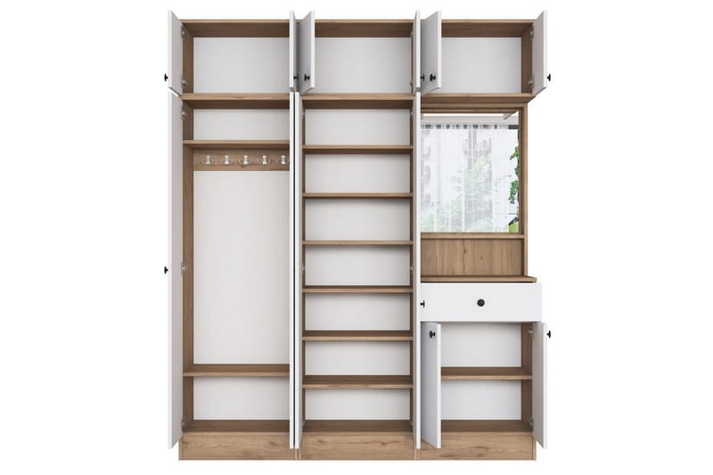 Käytävänaulakko Donel Pähkinäpuu / Valkoinen - Pähkinäpuu / Valkoinen - Huonekalut - Kalustesetit - Eteisen kalustesetit