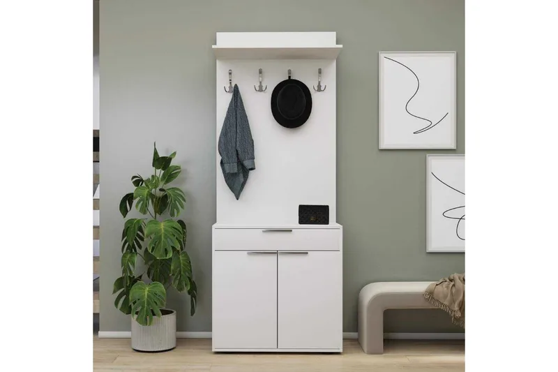 Käytävänaulakko Salen Valkoinen - Valkoinen - Huonekalut - Kalustesetit - Eteisen kalustesetit