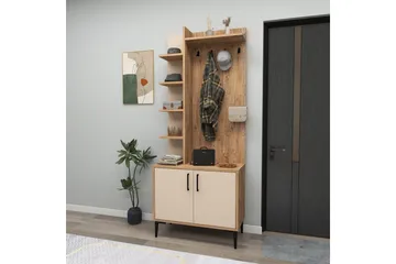 Käytävänaulakko Windholm Atlantic-pine / beige - Beige/Vaaleanvärinen puu - Huonekalut - Kalustesetit - Eteisen kalustesetit