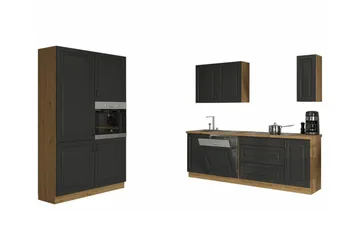 Templemore Möbelset För Kök & Matplats Black/Dark Wood - Huonekalut - Kalustesetit - Keittiön kalustesetit