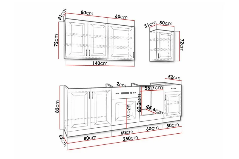 Templemore Möbelset För Kök & Matplats Black/White - Huonekalut - Kalustesetit - Keittiön kalustesetit