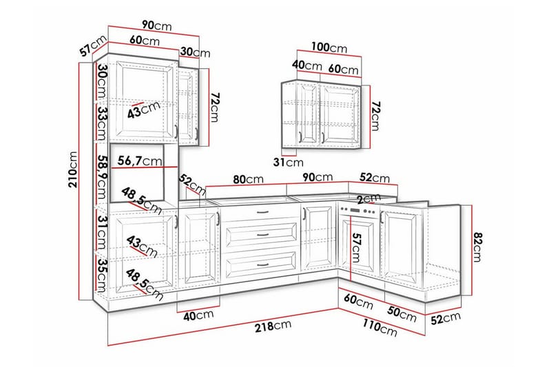 Templemore Möbelset För Kök & Matplats Black/Wood - Huonekalut - Kalustesetit - Keittiön kalustesetit