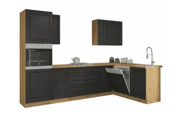 Templemore Möbelset För Kök & Matplats Black/Wood - Huonekalut - Kalustesetit - Keittiön kalustesetit