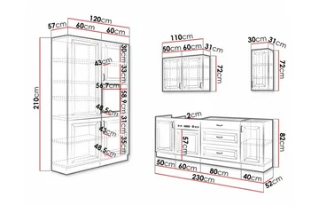 Templemore Möbelset För Kök & Matplats Black/Wood - Huonekalut - Kalustesetit - Keittiön kalustesetit