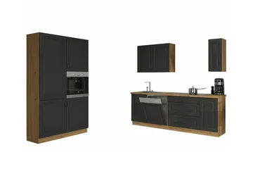 Templemore Möbelset För Kök & Matplats Black/Wood - Huonekalut - Kalustesetit - Keittiön kalustesetit