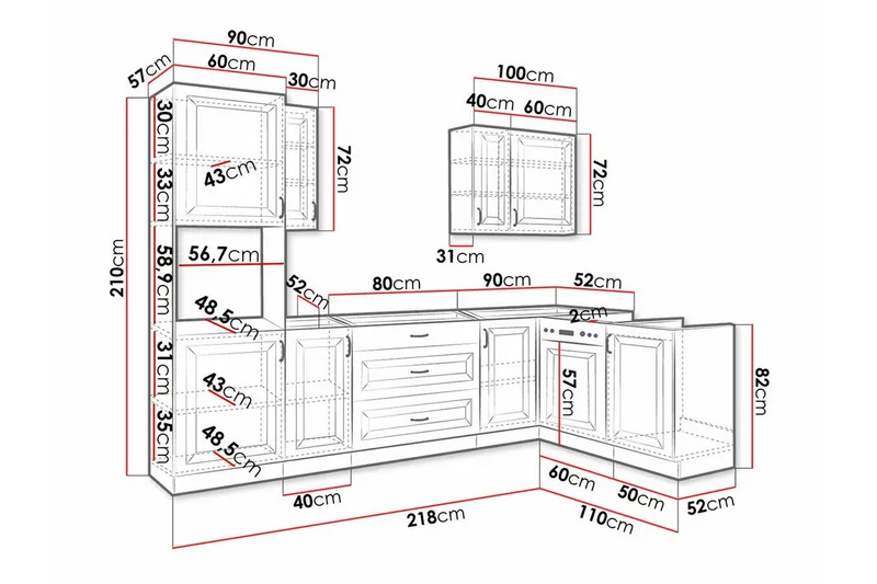 Templemore Möbelset För Kök & Matplats Black/Wood - Huonekalut - Kalustesetit - Keittiön kalustesetit
