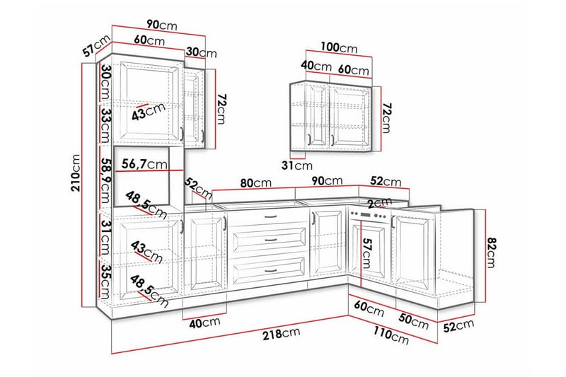 Templemore Möbelset För Kök & Matplats Black/Wood - Huonekalut - Kalustesetit - Keittiön kalustesetit
