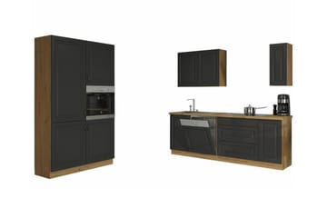 Templemore Möbelset För Kök & Matplats Black/Wood - Huonekalut - Kalustesetit - Keittiön kalustesetit