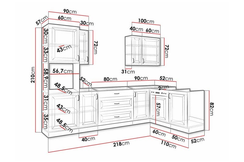 Templemore Möbelset För Kök & Matplats Brown/Wood - Huonekalut - Kalustesetit - Keittiön kalustesetit
