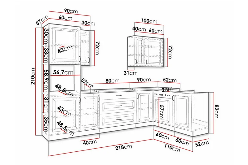 Templemore Möbelset För Kök & Matplats Brown/Wood - Huonekalut - Kalustesetit - Keittiön kalustesetit