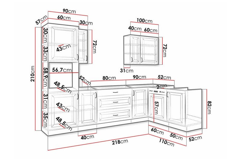 Templemore Möbelset För Kök & Matplats White - Huonekalut - Kalustesetit - Keittiön kalustesetit