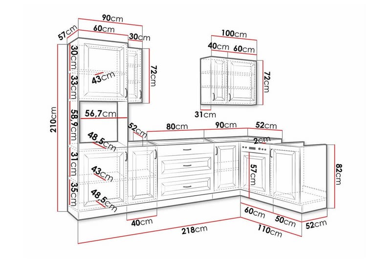 Templemore Möbelset För Kök & Matplats White - Huonekalut - Kalustesetit - Keittiön kalustesetit