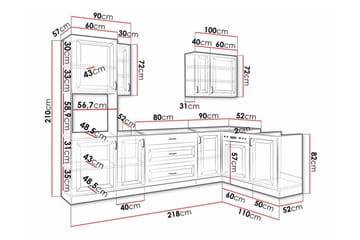 Templemore Möbelset För Kök & Matplats White/Wood - Huonekalut - Kalustesetit - Keittiön kalustesetit