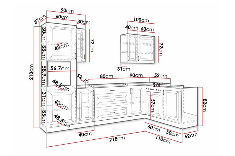 Templemore Möbelset För Kök & Matplats White/Wood - Huonekalut - Kalustesetit - Keittiön kalustesetit