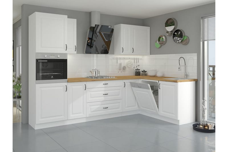 Templemore Möbelset För Kök & Matplats White/Wood - Huonekalut - Kalustesetit - Keittiön kalustesetit