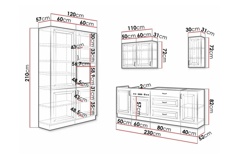 Templemore Möbelset För Kök & Matplats White/Wood - Huonekalut - Kalustesetit - Keittiön kalustesetit