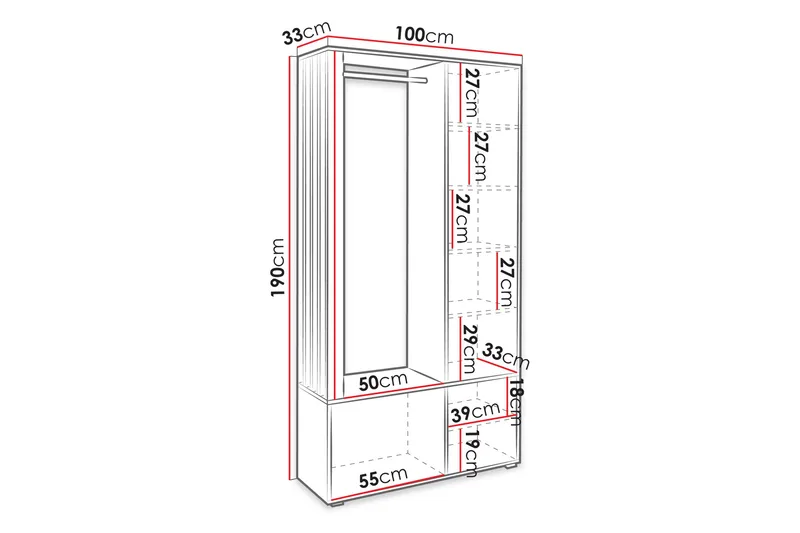 Kennard Eteiskalustepaketti - Beige - Huonekalut - Kalustesetit - Eteisen kalustesetit