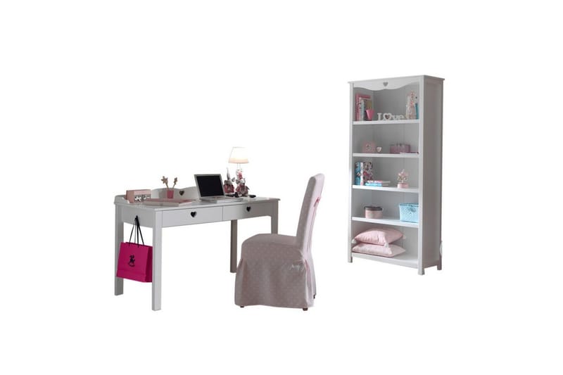 Kirjoituspöytä kirjahyllyllä Amori Valkoinen, undefined