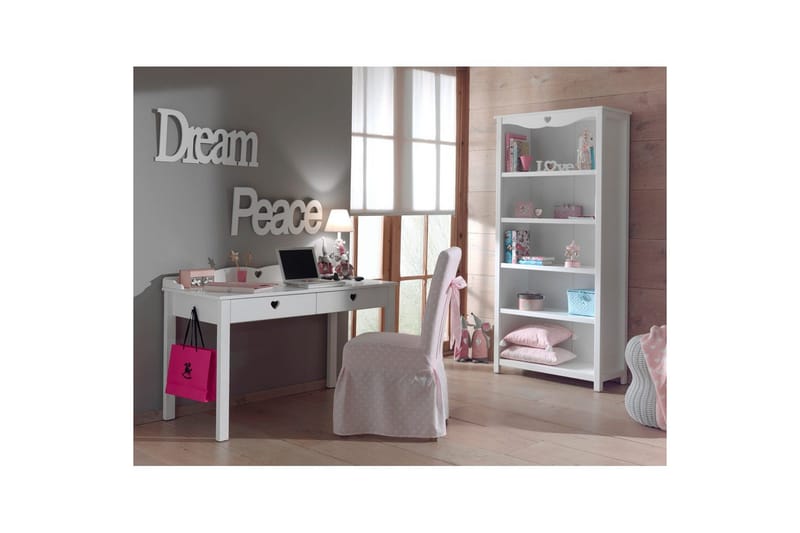 Kirjoituspöytä kirjahyllyllä Amori Valkoinen - Huonekalut - Kalustesetit - Toimistokalustekokonaisuus
