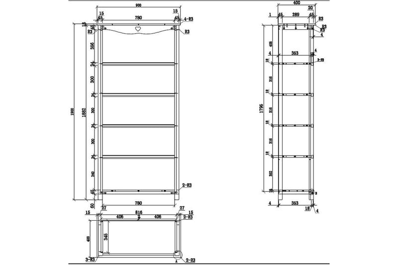 Kirjoituspöytä kirjahyllyllä Amori Valkoinen - Huonekalut - Kalustesetit - Toimistokalustekokonaisuus